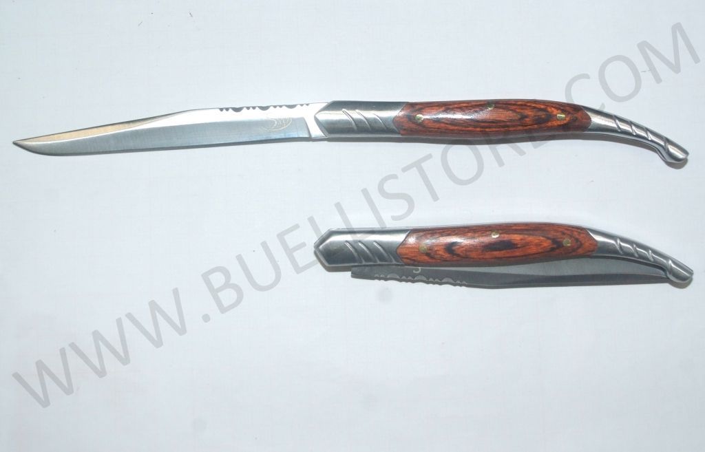 COLTELLO CHIUDIBILE CON MANICO IN LEGNO ROSSO LAMA 10 CM 