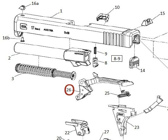 GLOCK GRILLETTO CON BARRA DI TRASMISSIONE AMBIDESTRA - GENERAZIONE 5 