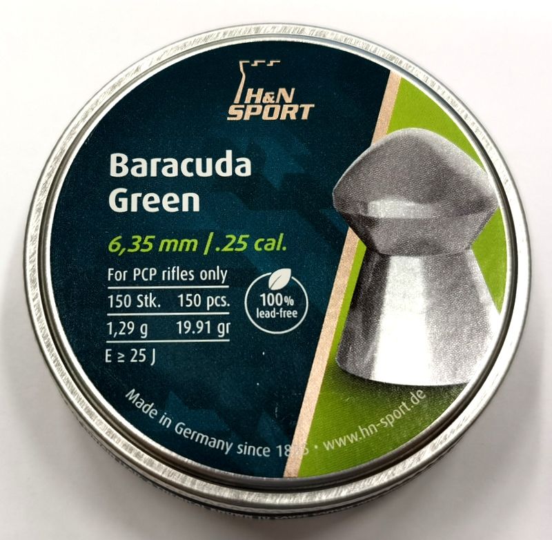 H&N BARACUDA GREEN cal. 6,35 - 1,29g 150pz. SOLO PER CARABINE PCP 