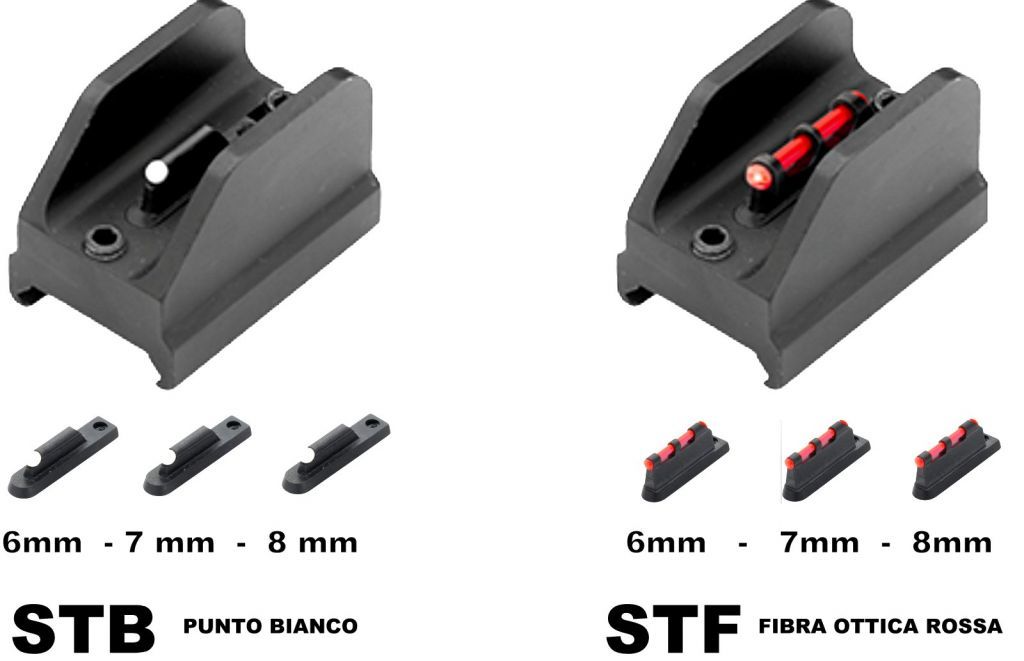LPA SIGHT - STB / STF - SUPPORTO MIRINO PER SLITTE WEAVER E 3 MIRINI CON ALTEZZA: 6mm - 7mm - 8mm