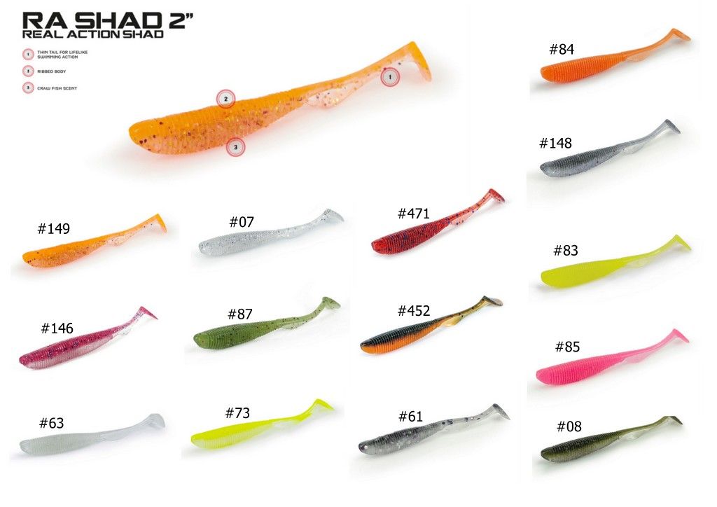 MOLIX 2/" RA SHAD COLORE 452 UV ORANGE PUMPKIN PESCA LAGO TROTA SPINNING