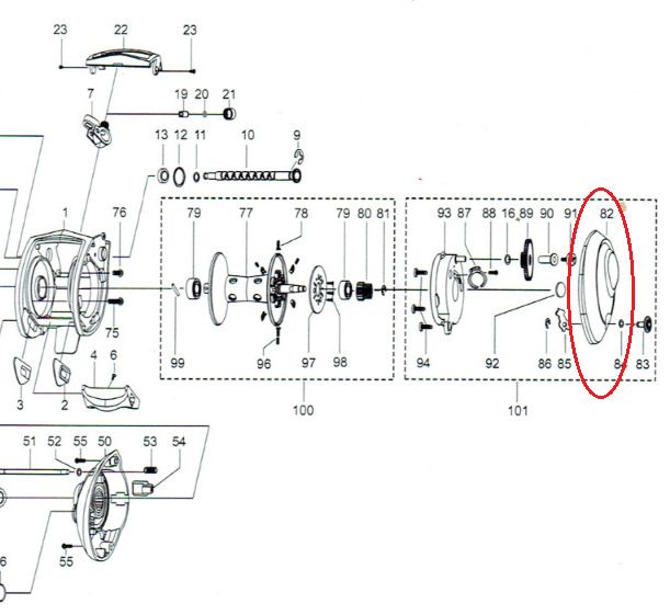 abu garcia guancetta laterlare, palming side plate, revo toro nacl 61 revotoro winch 61 ricambi originali abu garcia