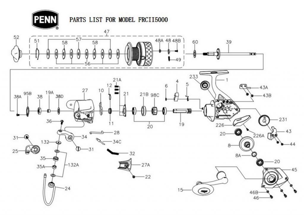 Penn Spinning Reel Part - 15-FRCII5000 Fierce II 5000 6000 - (1) Handle  Assembly