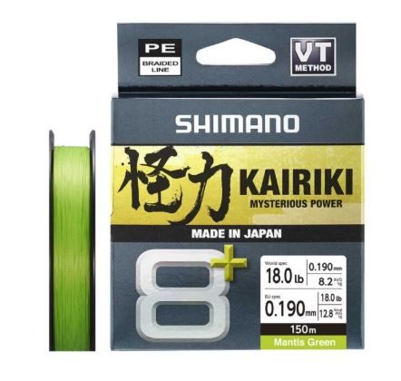 FILO TRECCIATO SHIMANO KAIRIKI 8+ - VERDE-150MT - 0.190 MM