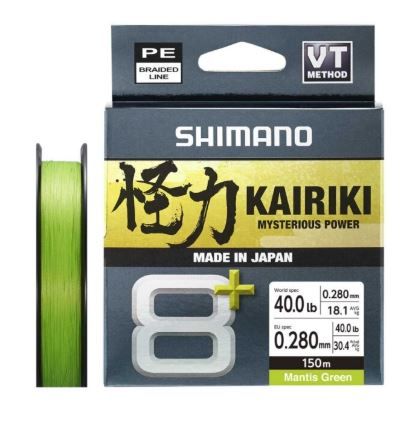 FILO TRECCIATO SHIMANO KAIRIKI 8+ - VERDE-150MT - 0.280 MM