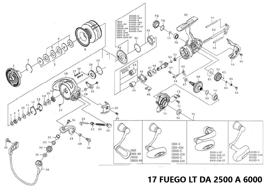 RICAMBI MULINELLI DAIWA 17 FUEGO LT