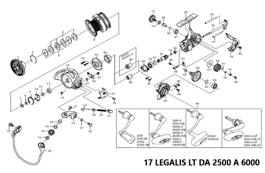 RICAMBI MULINELLI DAIWA 17 LEGALIS LT
