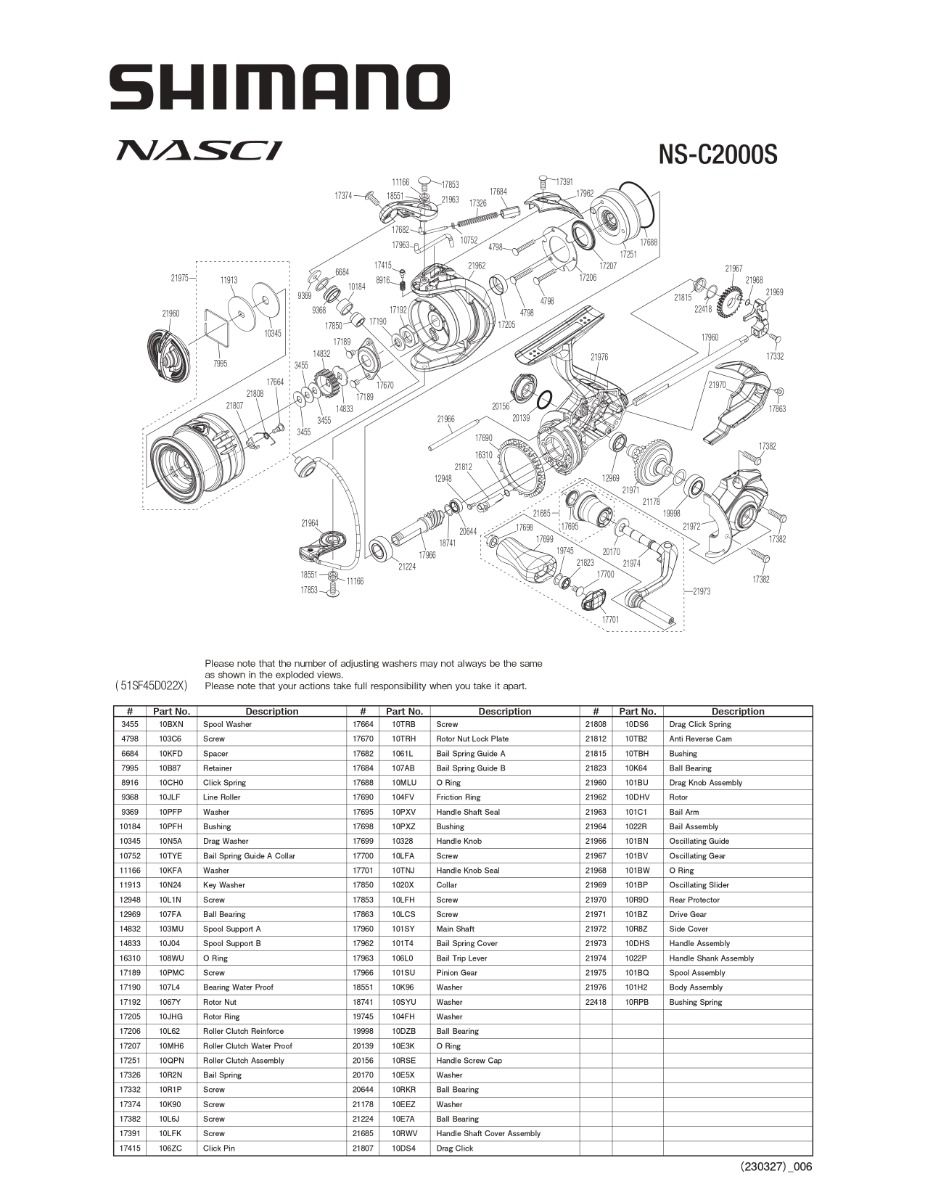 RICAMBI PER SHIMANO NASCI 2000 FC