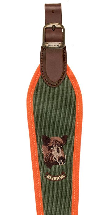 RISERVA | TRACOLLA PER CARABINA CON CINGHIALE (R2253) BORDO ARANCIO