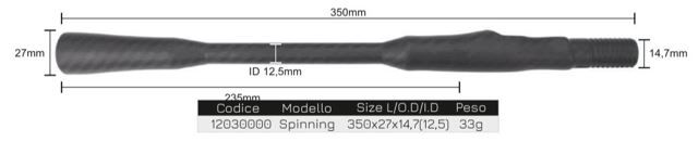 IMPUGNATURA CARBONIO 3K SPINNING 350 MM