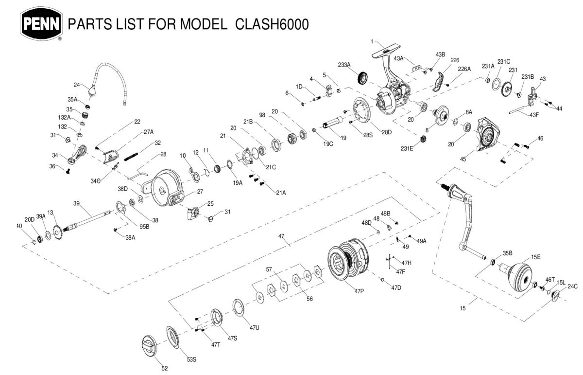 RICAMBI ORIGINALI PER MULINELLO CLASH 6000 - PENN
