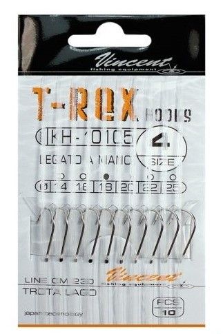 VINCENT - T-REX HOOKS - AMI LEGATI KH-10105 SPECIALE TROTA - N° 4 - Ø FILO 0,18 - FILO 230 CM