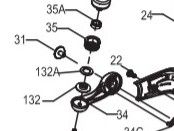 ESPLOSO N°132A - 1277097 - LINE ROLLER WASHER - RONDELLA GUIDAFILO -PER PENN SSV5500/SSV6500/SSV7500/SSV8500/SSV9500/SSV10500/CLA5000/CLA6000
