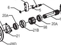 ESPLOSO N°20A - 1277152 - BALL BEARING - CUSCINETTO A SFERA - PENN SSV7500 / SSV8500 / SSV9500 / SSV10500