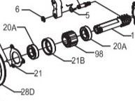 ESPLOSO N°21B - 1277155 - PINION BALL BEARING COLLAR - CUSCINETTO A SFERA DEL PIGNONE - PENN SSV7500 / SSV8500
