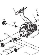 N° ESPLOSO 233A - 1312408 - HANDLE CAP - TAPPO MANOVELLA - PENN AFFINITY 8000 LTD