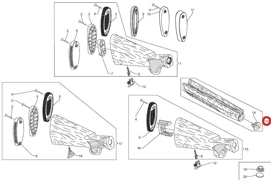 BENELLI ASTINA IN LEGNO GR3 PER SUPER 90 e RAFFAELLO cal. 12
