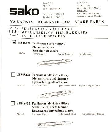 SAKO DISTANZIALE CALCIO DRITTO PER CARABINE TRG22 - TRG42 - 75 RH