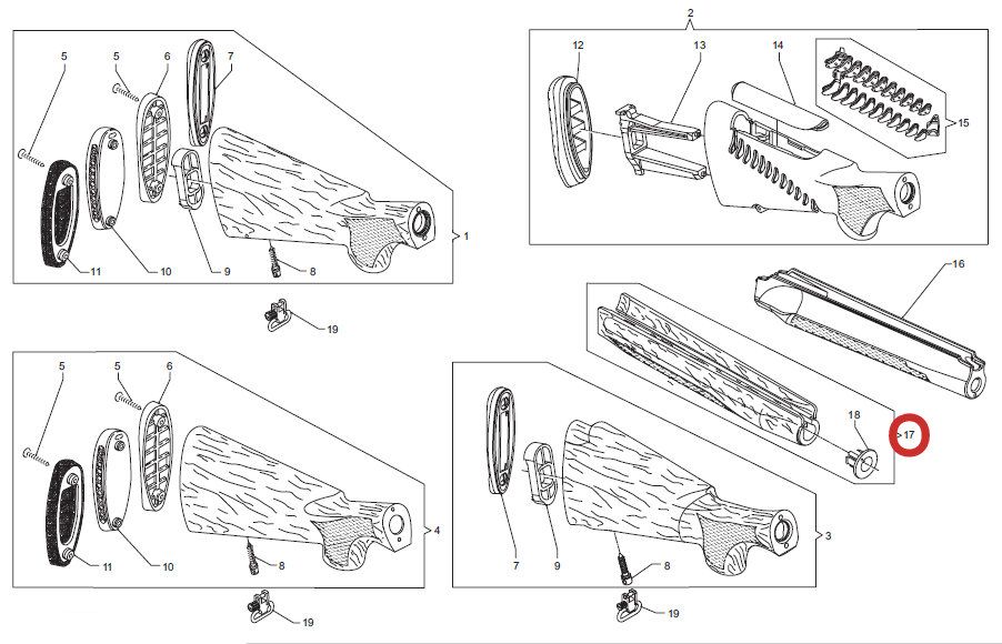 BENELLI ASSIEME ASTINA IN LEGNO PER RAFFAELLO CRIO cal. 28