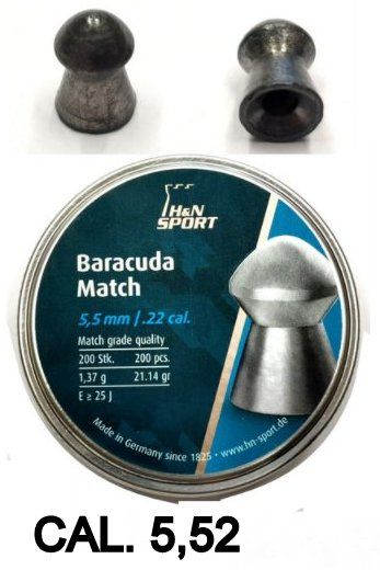 PIOMBINI CALIBRATI H&N BARACUDA MATCH cal. 5,52 (.22) 1.37g - 200pz.