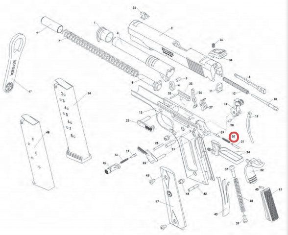 RUGER PLUNGER SPRING - MOLLA DEL PISTONE PER SR 1911
