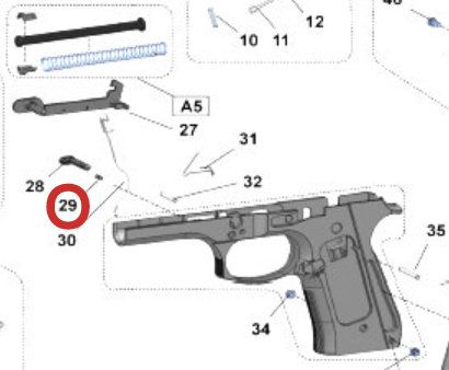 MOLLA DEL PULSANTE DI SGANCIO - n° ESPLOSO 29 
