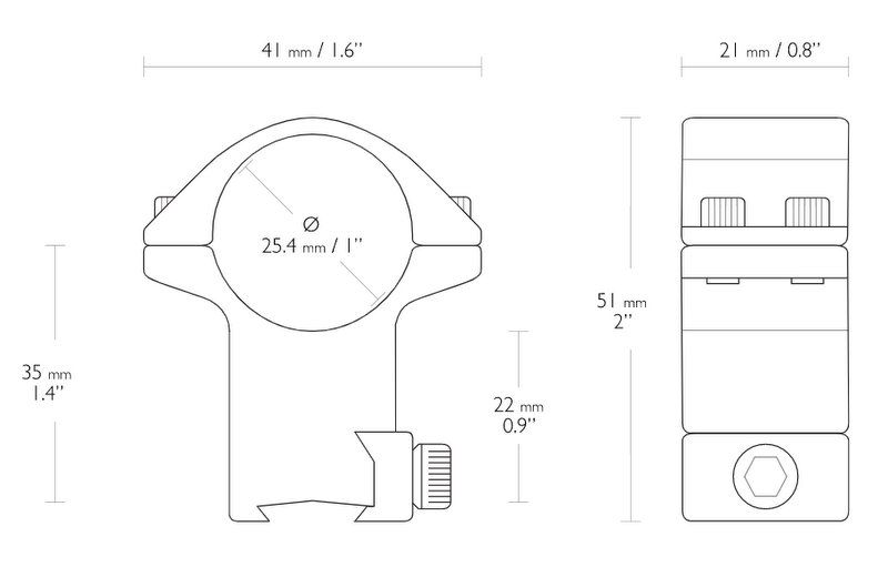 HAWKE ATTACCO MATCH DA 1 Inch ALTO  PER SLITTE DA  11 mm