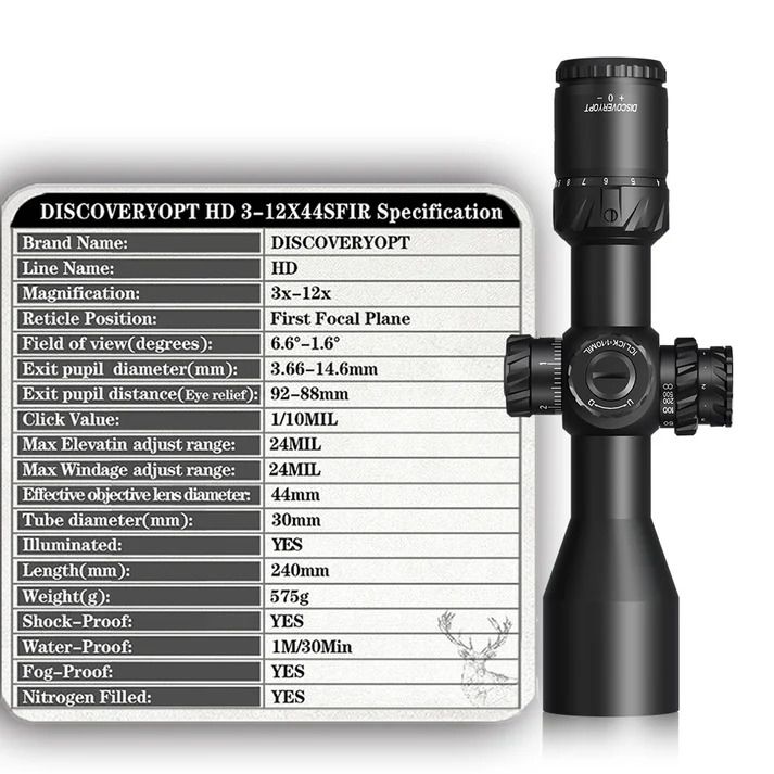DISCOVERY OPTICS CANNOCCHIALE HD 3 - 12X44 SF IR FFP