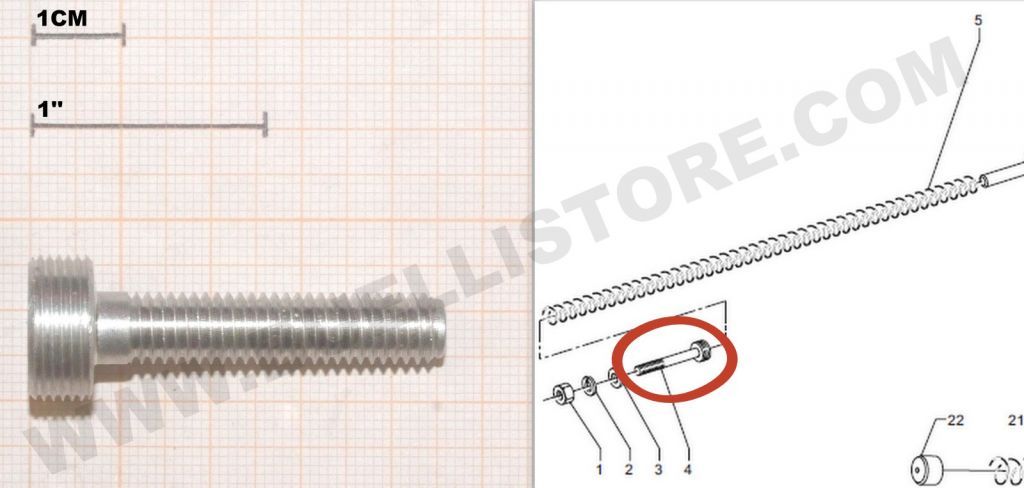 BENELLI ARMI - TAPPO ARRESTO MOLLA BIELLA CON PERNO SERRAGGIO CALCIO PER SL80 PASION - 121 - SL80 - 121 M1 CAL.12 E 201 CAL. 20