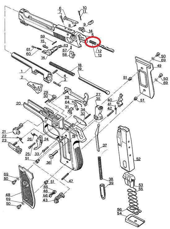 BERETTA RICAMBIO PISTOLA MOLLA PERCUSSORE PER MODELLI 92 - 96 - 98