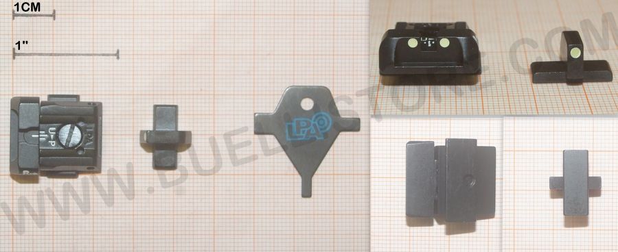 LPA TACCA DI MIRA REGOLABILE E MIRINO MODELLO SPL CON PIGMENTO LUMINOSO LUMINOVA PER BERETTA APX