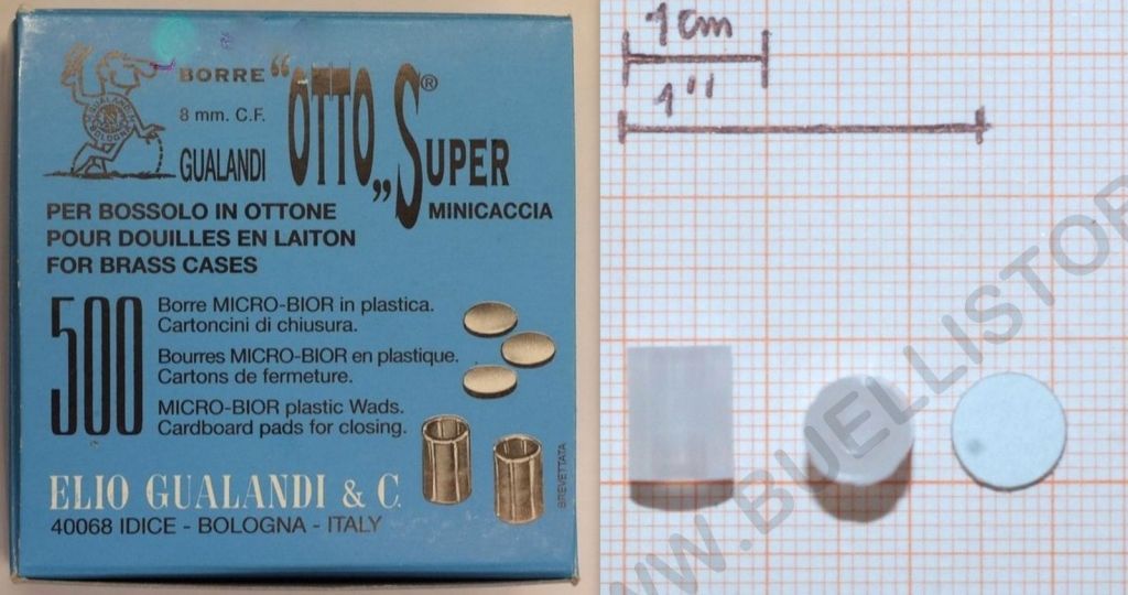 GUALANDI 500 BORRE MICRO-BIOR E CARTONCINI PER BOSSOLI IN OTTONE 