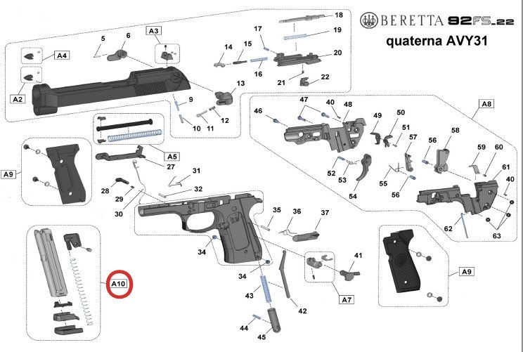 BERETTA CARICATORE  PER 92FS / M9 / M9A1 cal. 22LR 15 COLPI 