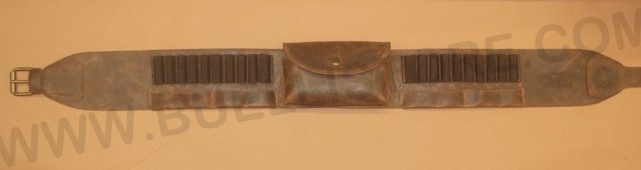 ARTIPEL CARTUCCIERA CON TASCA IN PELLE PER CARABINA CON 20 CELLE PER CAL. DA 223 AL 300 WM 
