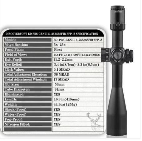 DISCOVERYOPT ED-PRS GEN2 5-25X56SFIR FFP-Z Ottica Cannocchiali