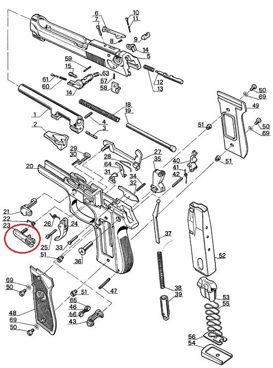 BERETTA RICAMBIO LEVA ARRESTO OTTURATORE PER 92 / 96 / 98