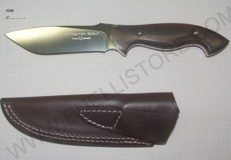 FOX HOSSOM HUNTER RETRIBUTION SCOUT COLTELLO A LAMA FISSA CON MANICO IN ZIRICOTE 