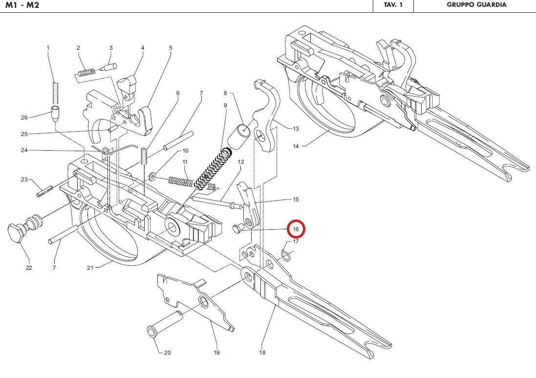 BENELLI PERNO DENTE ARRESTO OTTURATORE BRUNITO