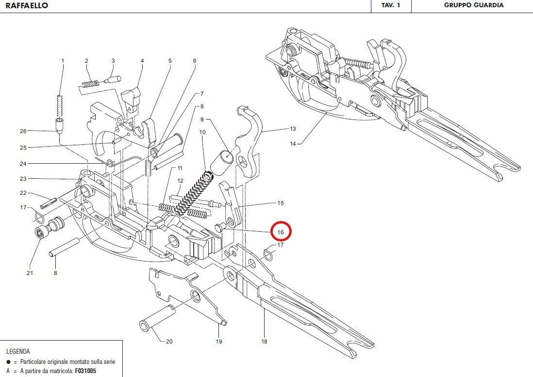 BENELLI PERNO DENTE ARRESTO OTTURATORE BRUNITO