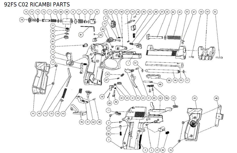CODICI ESPLOSO RICAMBI BERETTA UMAREX 92 FS