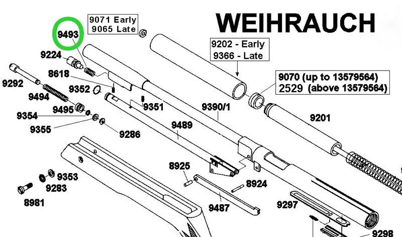 HW77 - HW977 MOLLA PER BLOCCAGGIO BULLONE DI SBLOCCO CANNA WEIHRAUCH