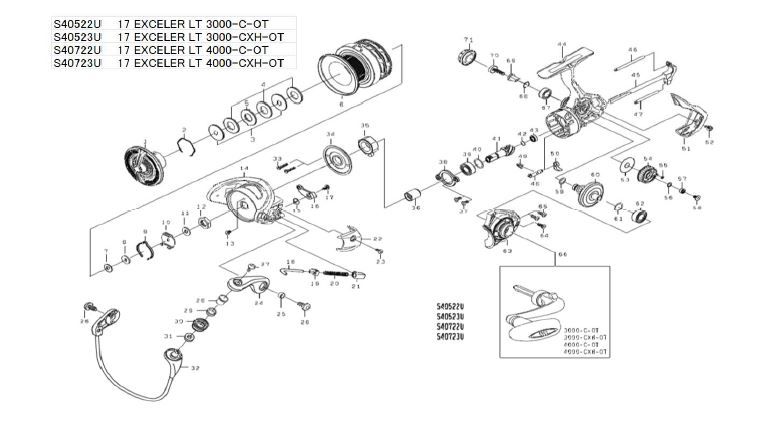 RICAMBI MULINELLI DAIWA 17 EXCELER LT 