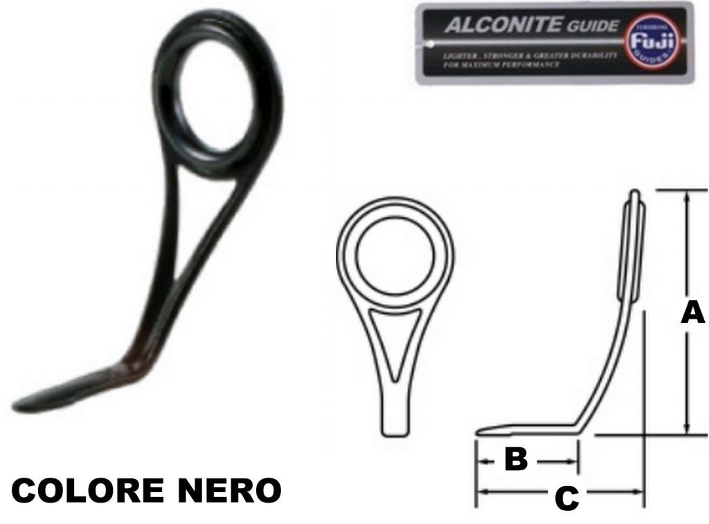 FUJI - BCMYAG - ANELLI PER CANNE DA LAGHETTO E BOLOGNESI - TELAIO IN ACCIAIO FINITURA NERA - PIETRA ALCONITE 