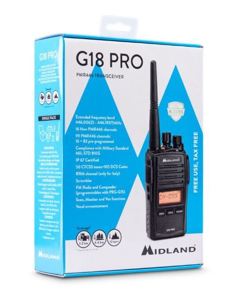 MIDLAND G18 PRO - RICETRASMITTENTE PROFESSIONALE CON CANALI PMR446 