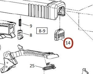 GLOCK GENERAZIONE 5 RICAMBIO PIASTRA BLOCCO PERCUSSORE -  n° ESPLOSO: 14