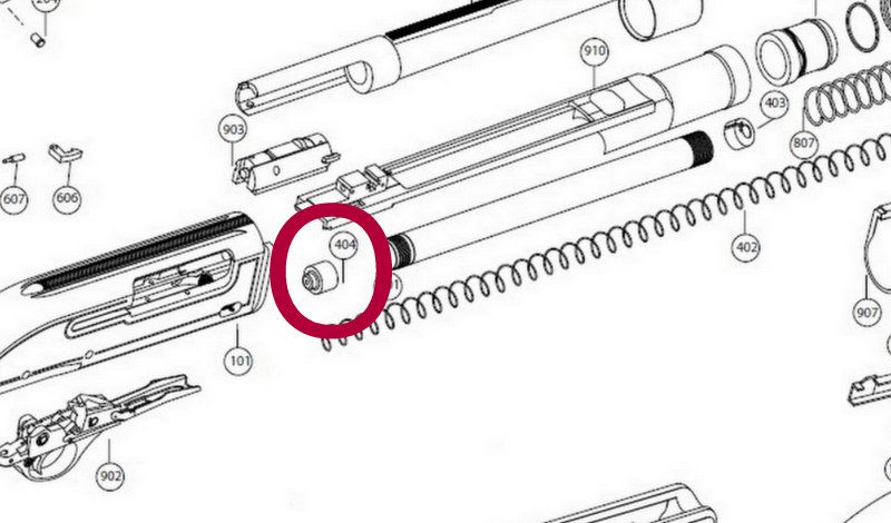HATSAN RICAMBIO CAPPELLOTTO SPINGI CARTUCCIA PER SEMIAUTOMATICI CAL.20 - N.ESPLOSO 404