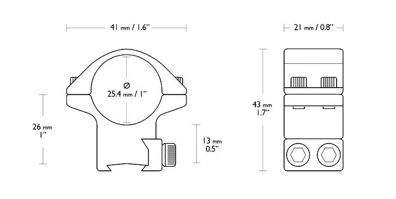 HAWKE ATTACCO MATCH DA 1 Inch MEDIO PER SLITTE DA 11 mm