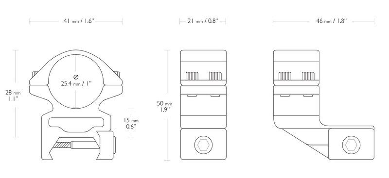 HAWKE ATTACCO ALTO EXTENSION +25mm DA 1 POLLICE PER SLITTE PICATINNY WEAVER