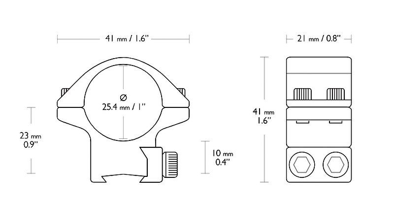 HAWKE ATTACCO MATCH DA 1 Inch BASSO PER SLITTE DA 11 mm
