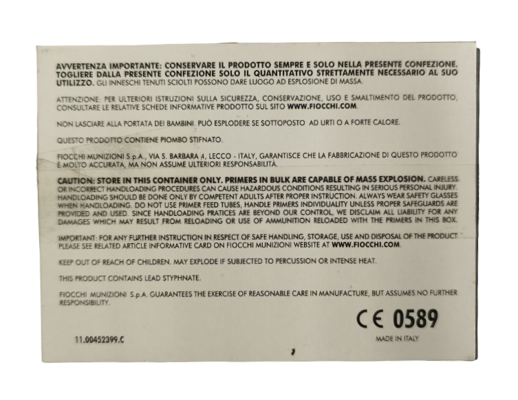 FIOCCHI INNESCHI BOXER CAL. 50/416 BMG